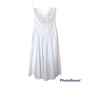 s.g.gilbert vintage 70s Strapless White Midi Dress Size 6